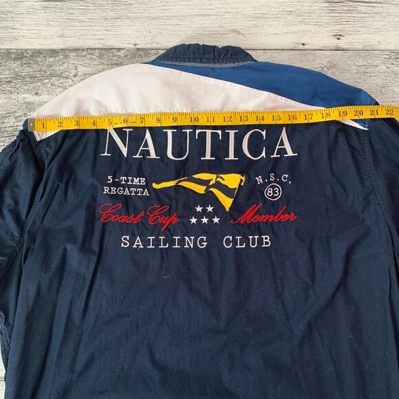 Vintage 90s Y2K Nautica Embroidered Sailing Club Casual Button Down Shirt - Picture 10 of 13
